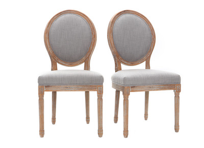 2er-Set St&uuml;hle oval mit hellgrauem Stoff und hellen Holzbeinen LEGEND