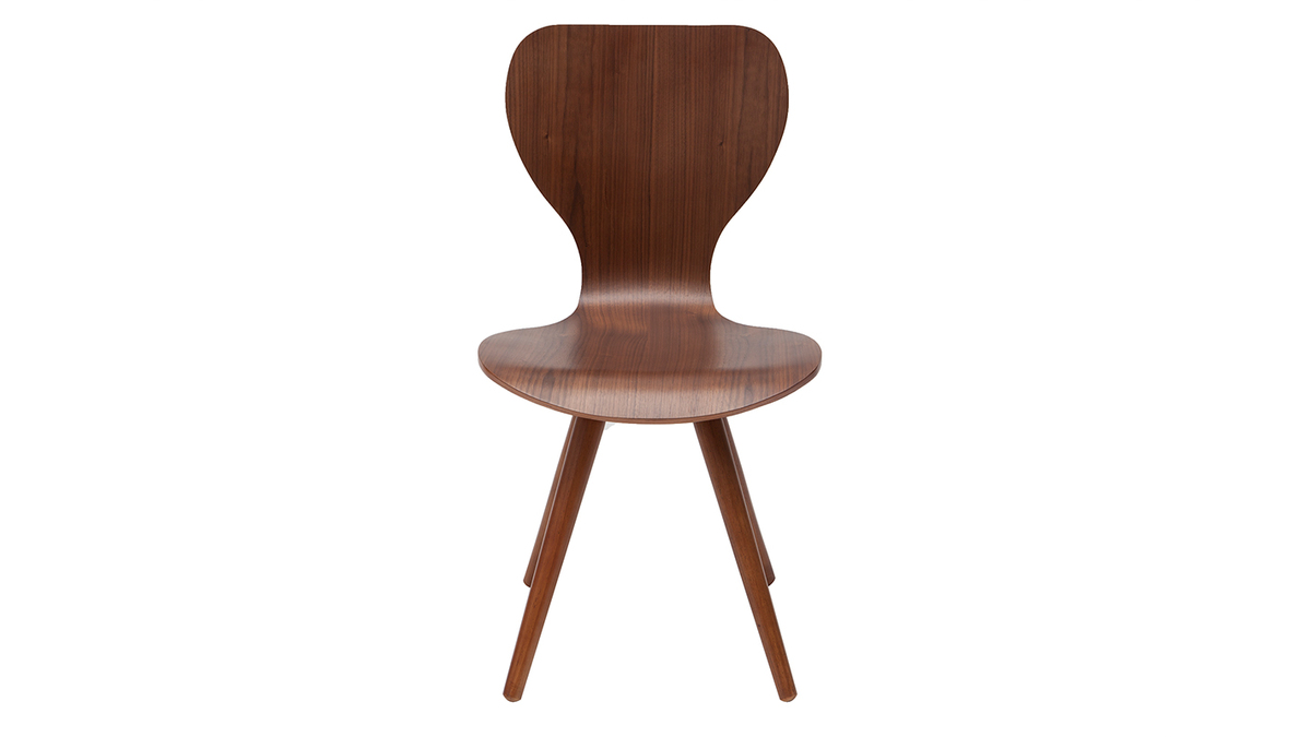 2er-Set Stühle Skandinavien-Stil aus natürlichem Nussbaum NORDECO