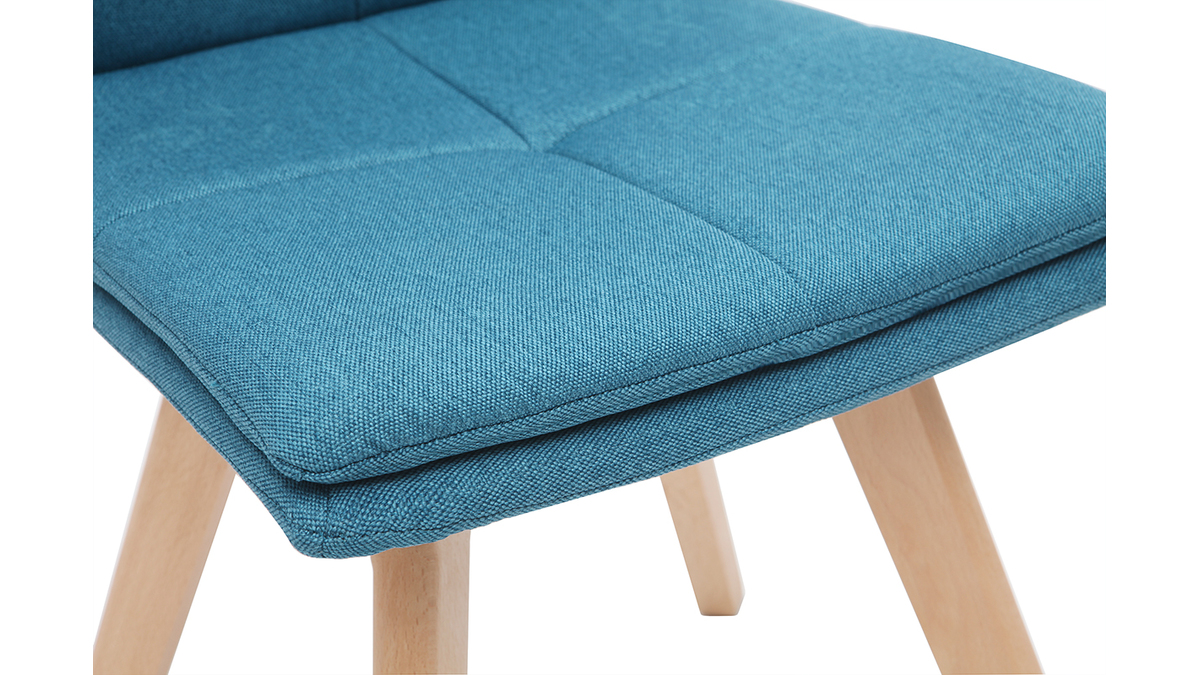2er-Set Stühle skandinavisch blauer Stoff mit hellen Holzbeinen THEA