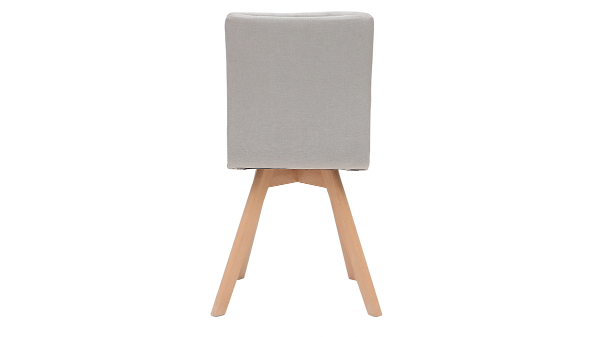 2er-Set Stühle skandinavisch Naturfarben Stoff mit hellen Holzbeinen THEA