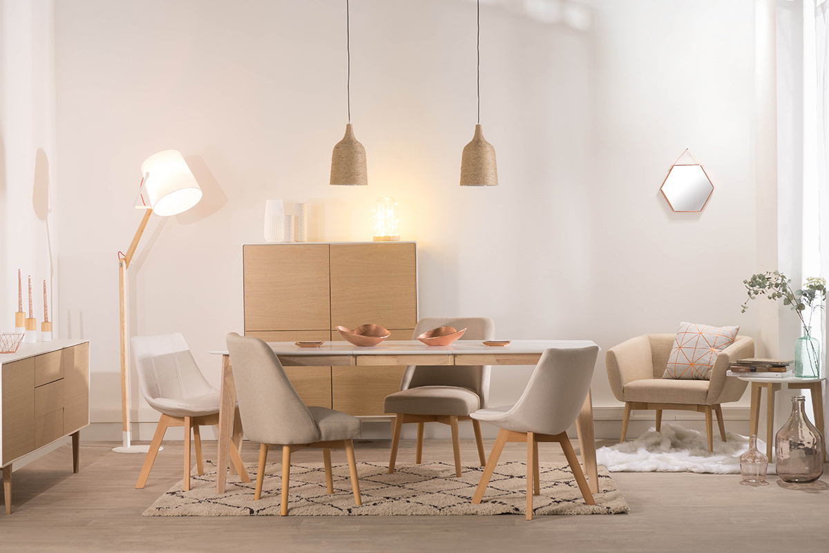 2er-Set Sthle skandinavisches Design Holz und Stoff Altwei MATILDE