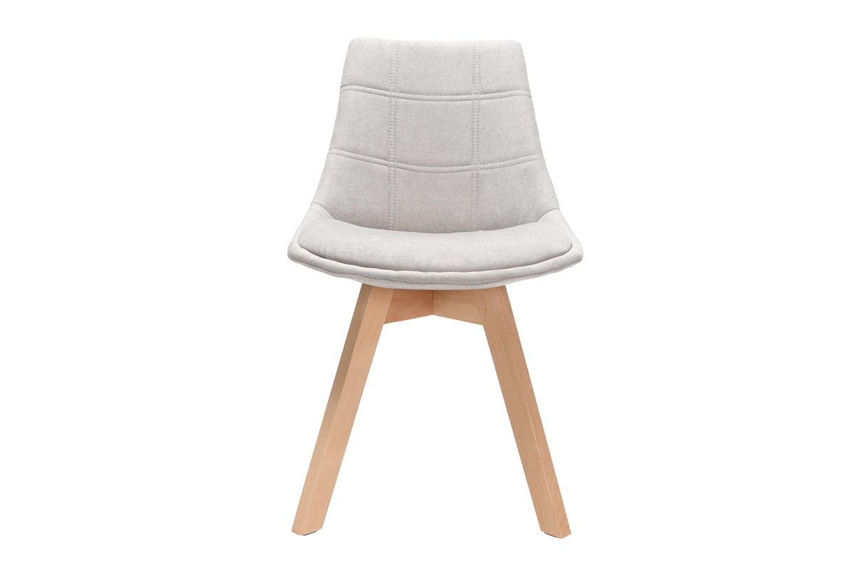2er-Set St�hle skandinavisches Design Holz und Stoff Hellgrau MATILDE