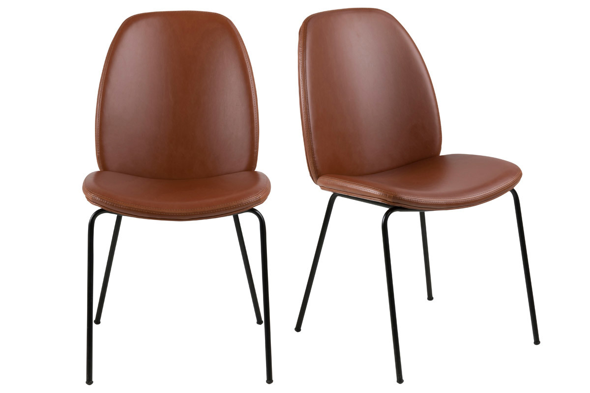 2er Set Sthle Vintage PU Braun PALOMA