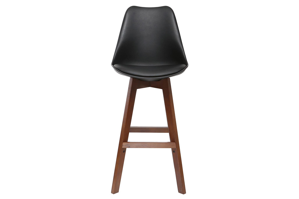 2er-Set Vintage-Barhocker Schwarz und Nussbaum 65 cm PAULINE