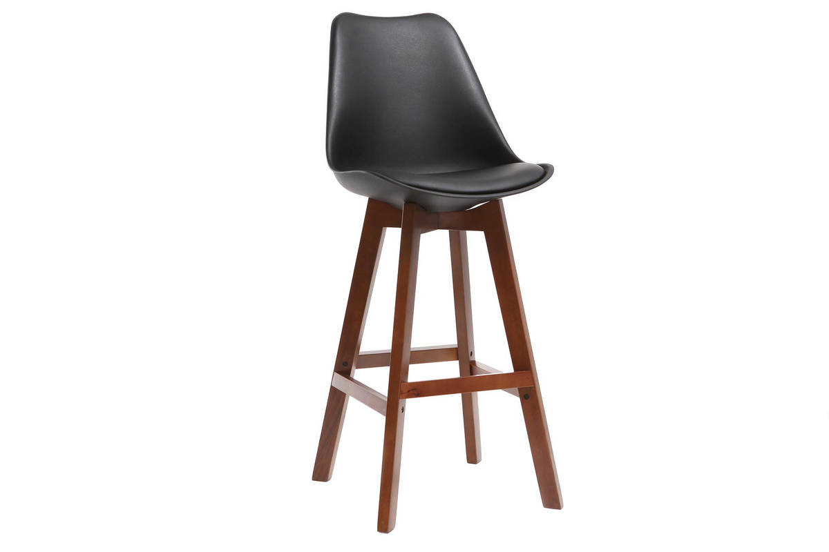 2er-Set Vintage-Barhocker Schwarz und Nussbaum 65 cm PAULINE