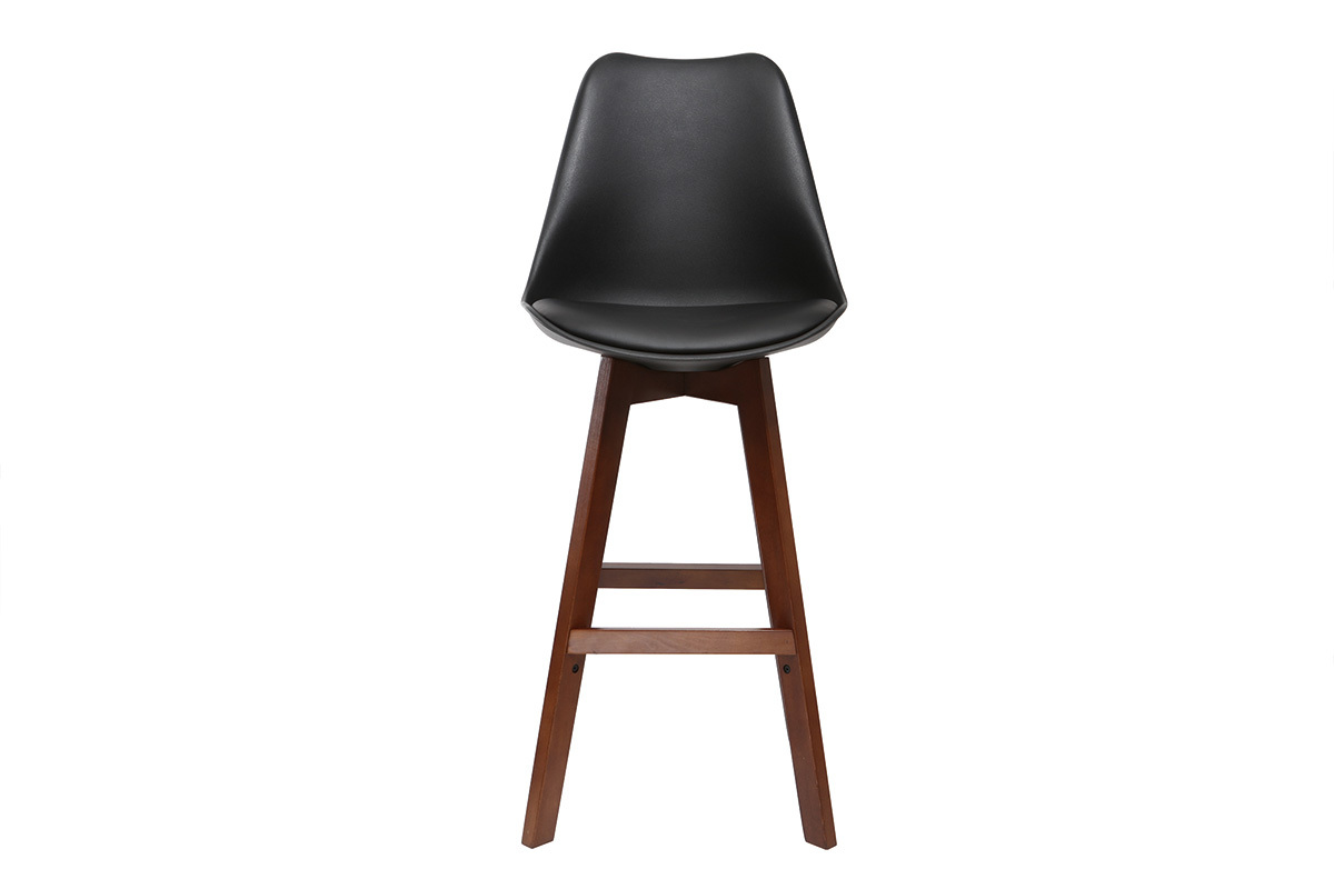 2er-Set Vintage-Barhocker Schwarz und Nussbaum 75cm PAULINE