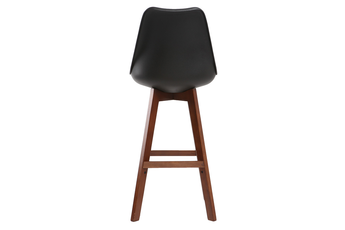 2er-Set Vintage-Barhocker Schwarz und Nussbaum 75cm PAULINE