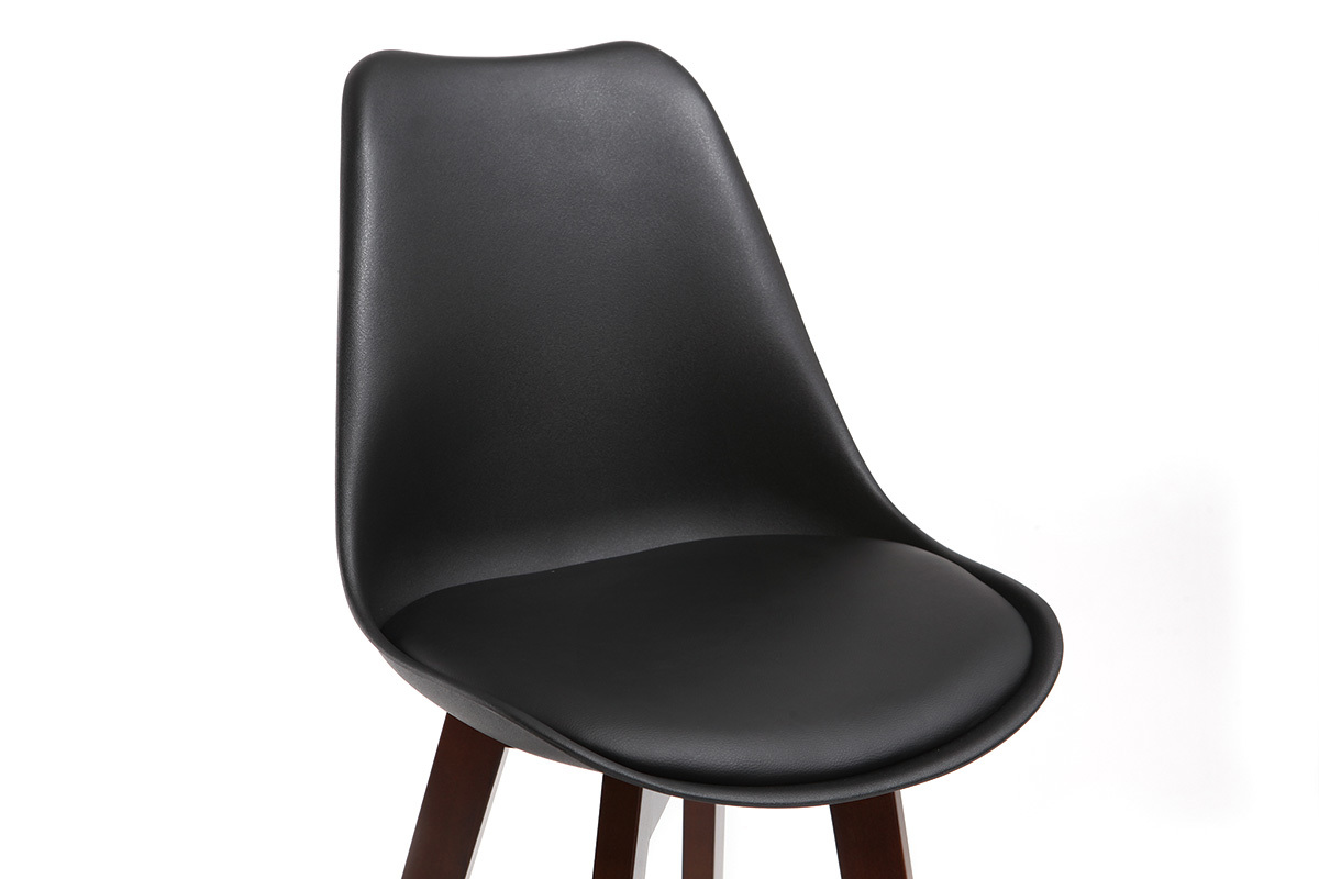 2er-Set Vintage-Barhocker Schwarz und Nussbaum 75cm PAULINE