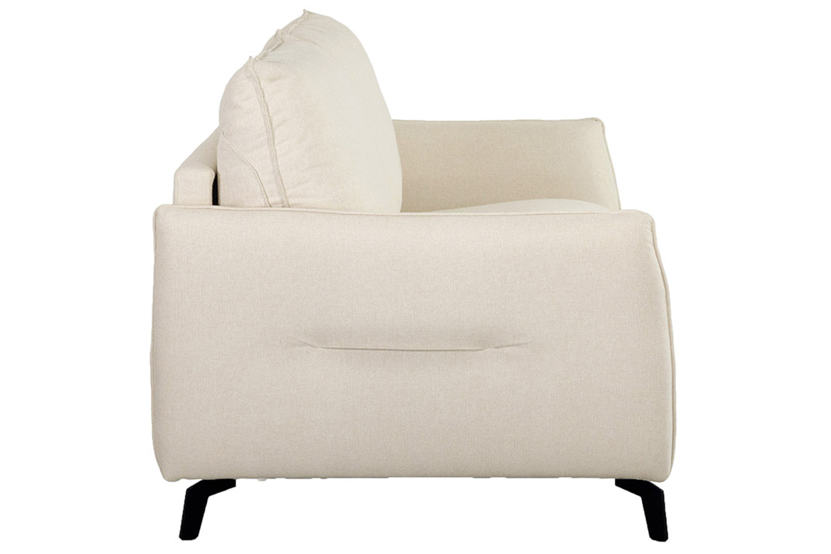 3-Sitzer Design-Schlafsofa mit beigem Stoff und schwarzem Metall LIAM