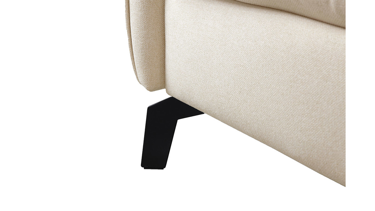 3-Sitzer Design-Schlafsofa mit beigem Stoff und schwarzem Metall LIAM