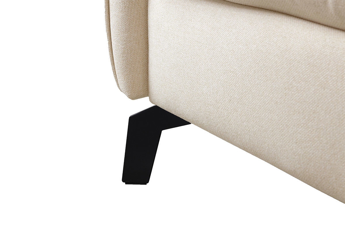 3-Sitzer Design-Schlafsofa mit beigem Stoff und schwarzem Metall LIAM