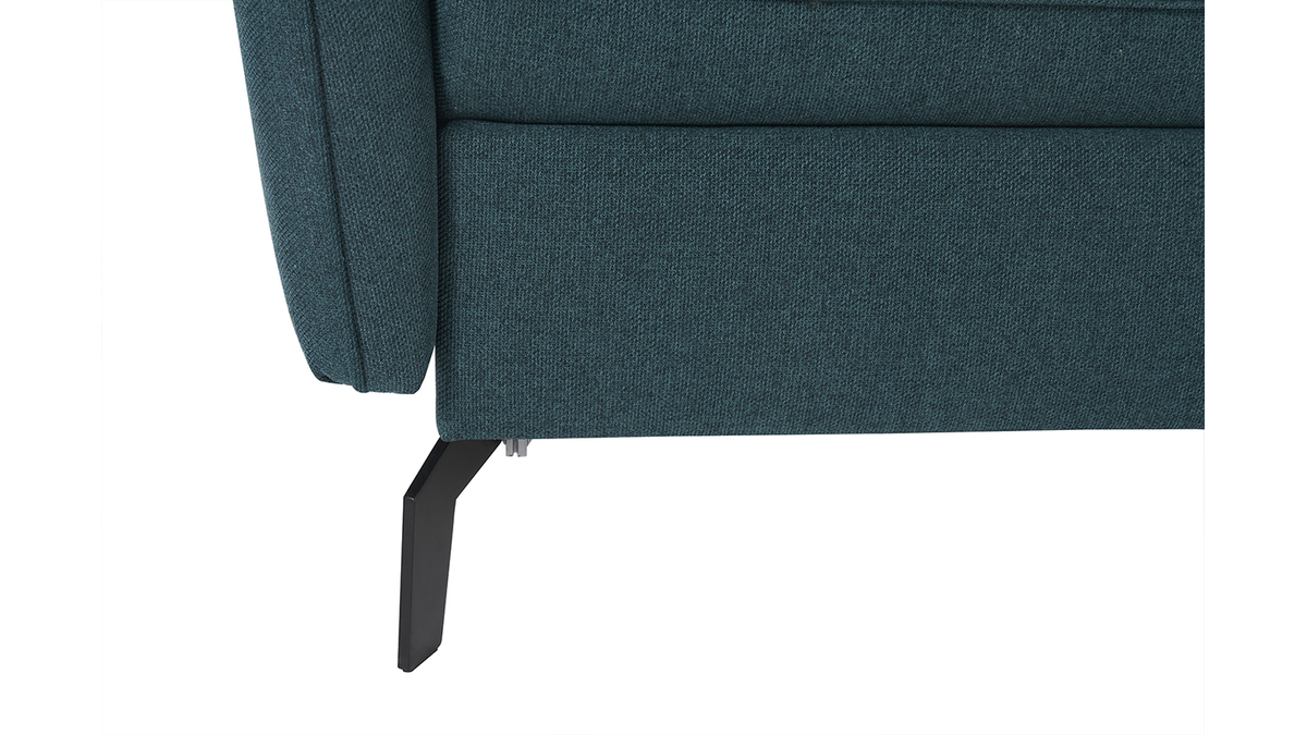 3-Sitzer Design-Schlafsofa mit entenblauem Stoff und schwarzem Metall LIAM