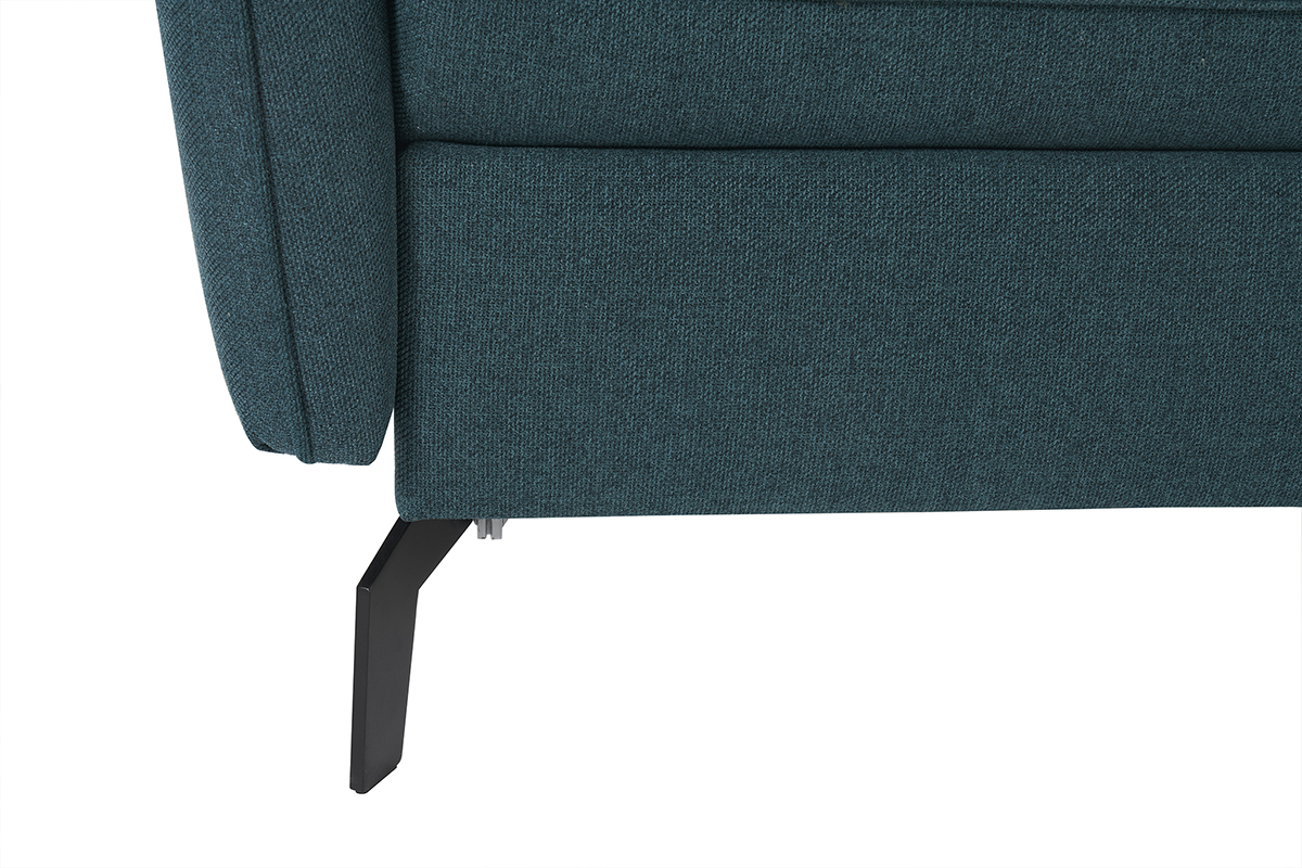 3-Sitzer Design-Schlafsofa mit entenblauem Stoff und schwarzem Metall LIAM