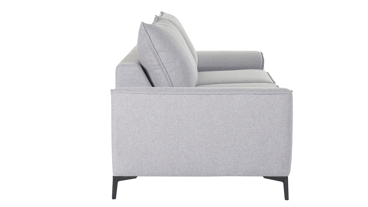 3-Sitzer Design-Schlafsofa mit grauem Stoff und schwarzem Metall GAEL