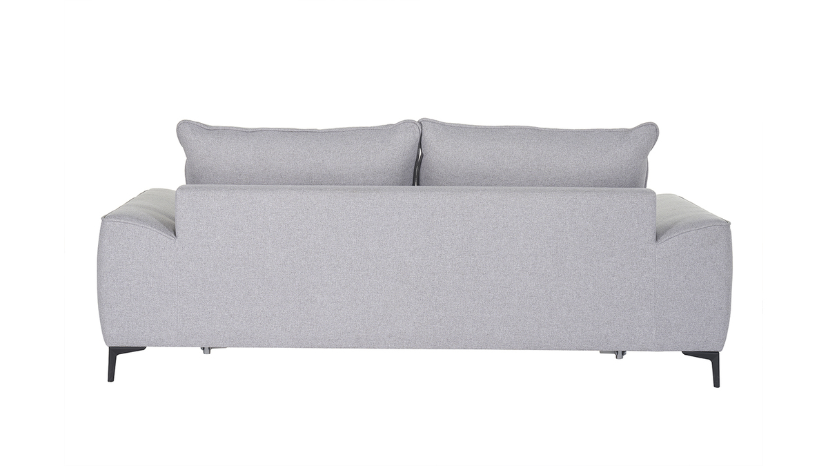 3-Sitzer Design-Schlafsofa mit grauem Stoff und schwarzem Metall GAEL