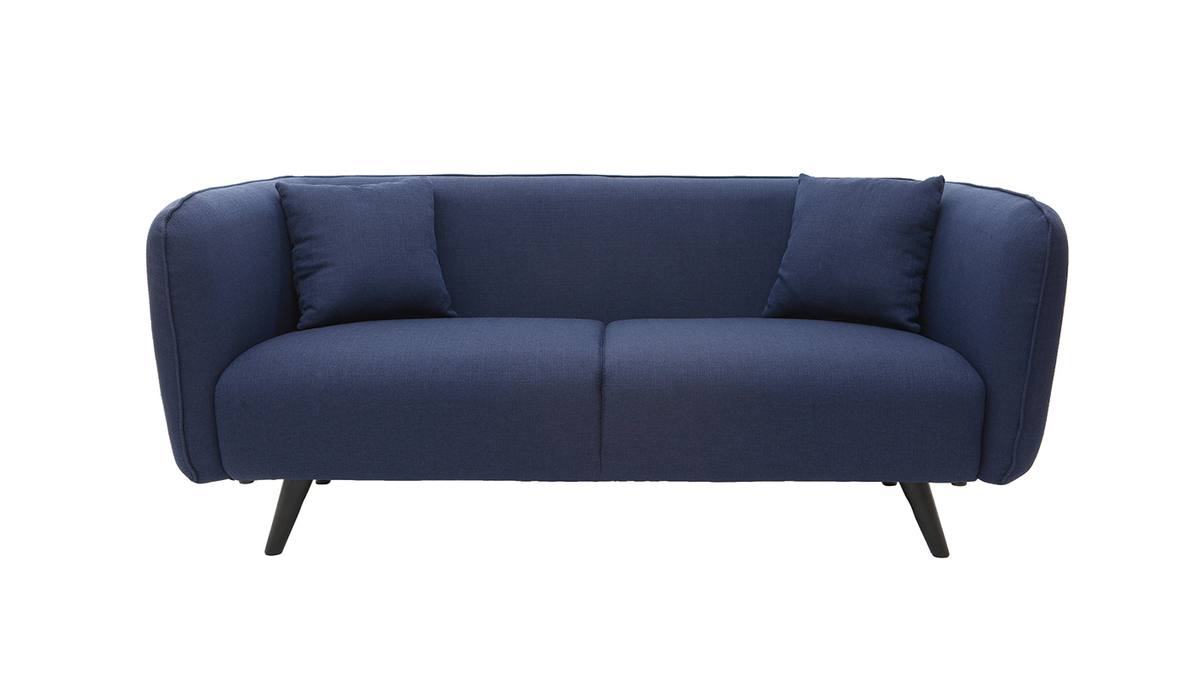 3-Sitzer-Design-Sofa MOONLIGHT aus dunkelblauem Stoff