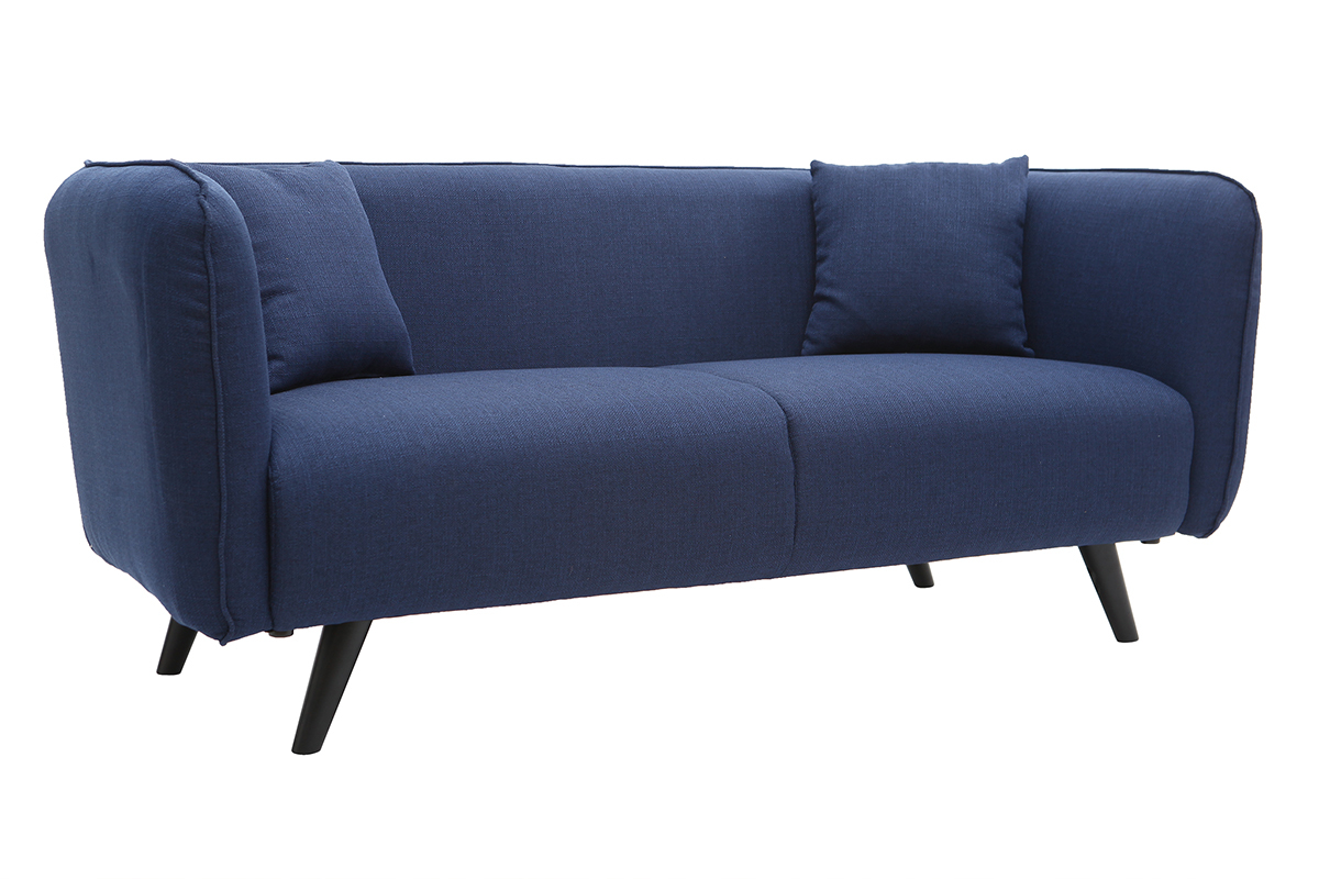 3-Sitzer-Design-Sofa MOONLIGHT aus dunkelblauem Stoff