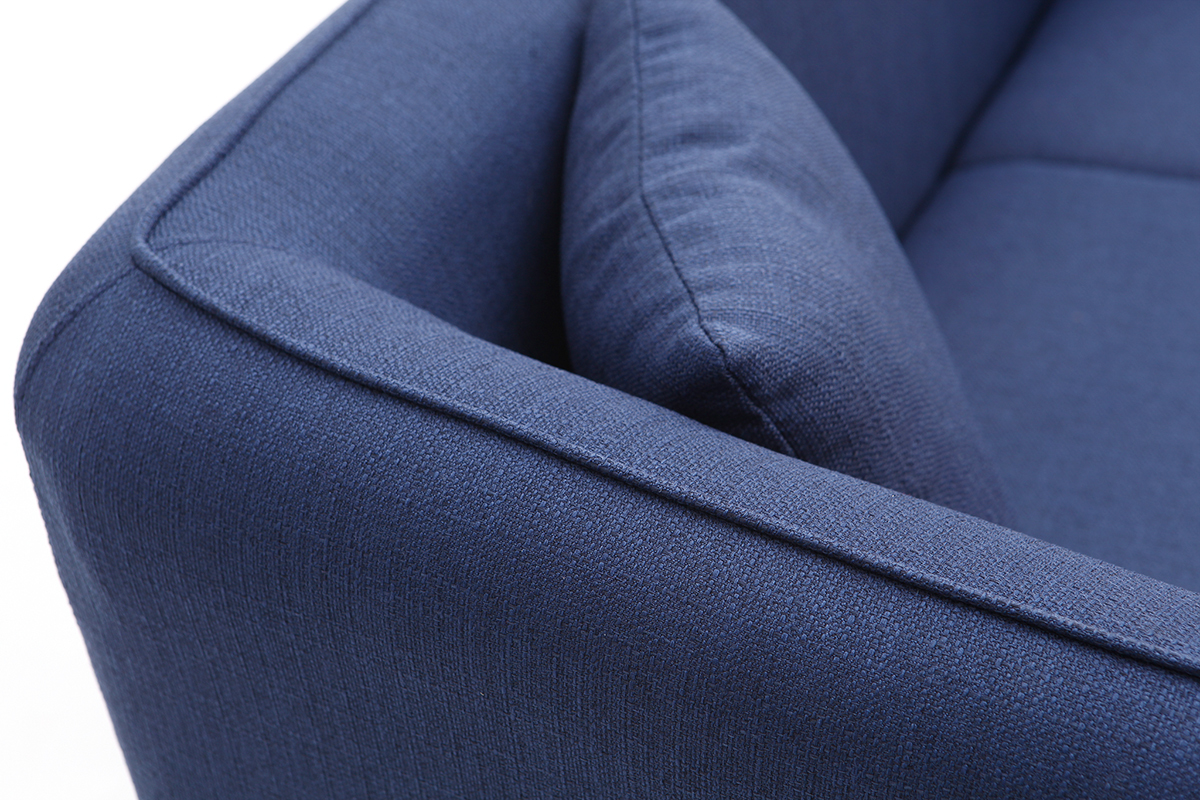 3-Sitzer-Design-Sofa MOONLIGHT aus dunkelblauem Stoff