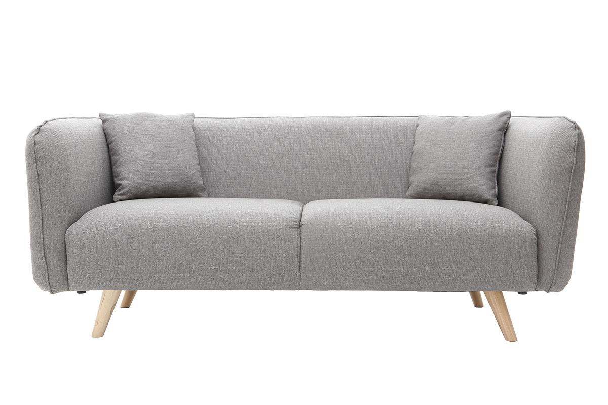 3-Sitzer-Design-Sofa MOONLIGHT aus hellgrauem Stoff