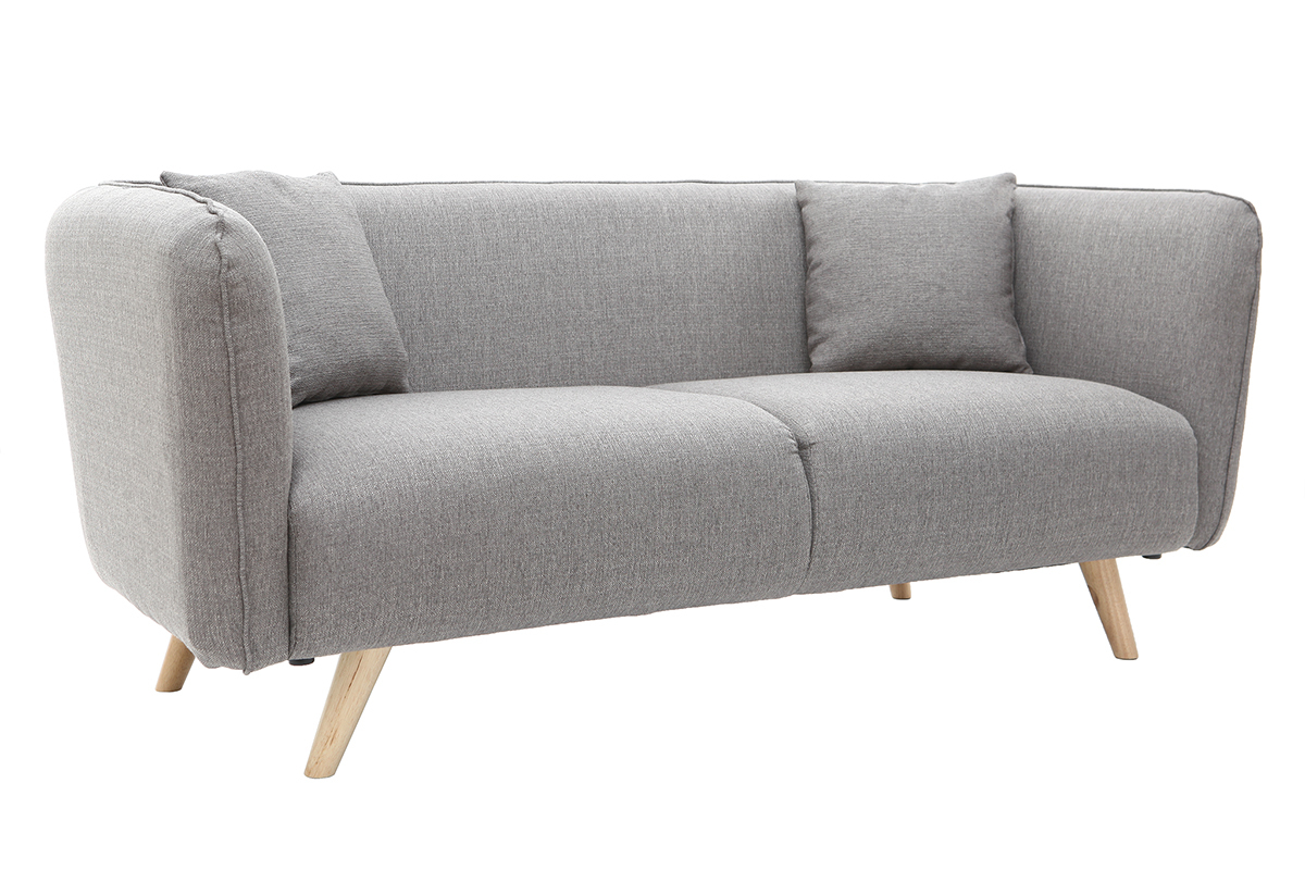 3-Sitzer-Design-Sofa MOONLIGHT aus hellgrauem Stoff