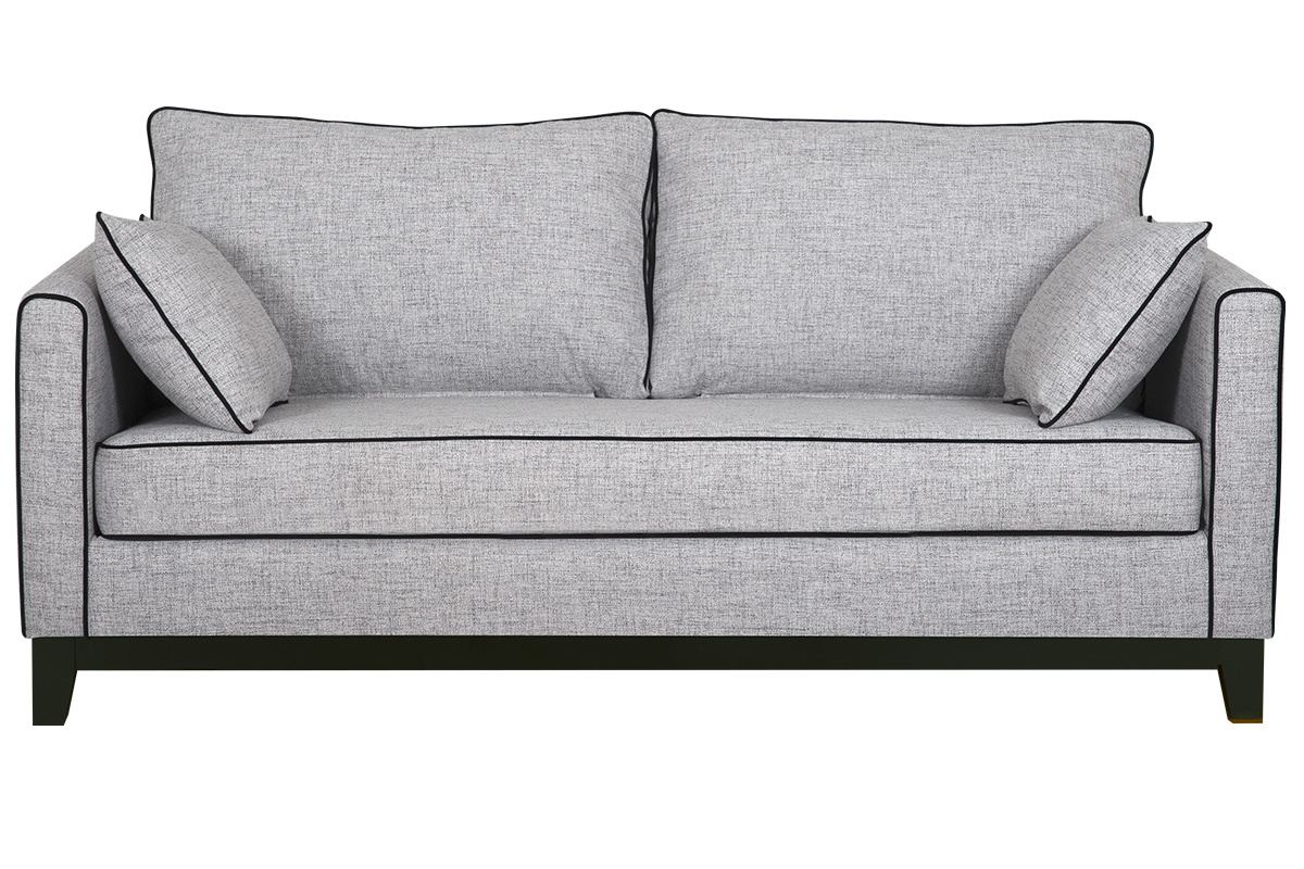 3-Sitzer Designer-Samtsofa HARRISON aus grauem und schwarzem Stoff