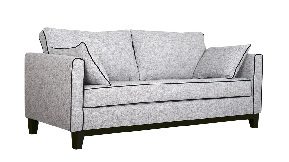 3-Sitzer Designer-Samtsofa HARRISON aus grauem und schwarzem Stoff