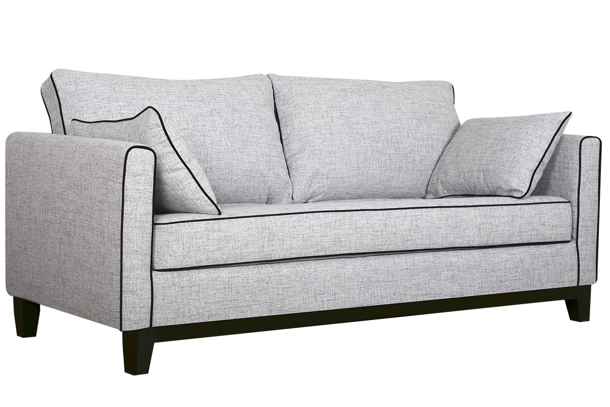 3-Sitzer Designer-Samtsofa HARRISON aus grauem und schwarzem Stoff