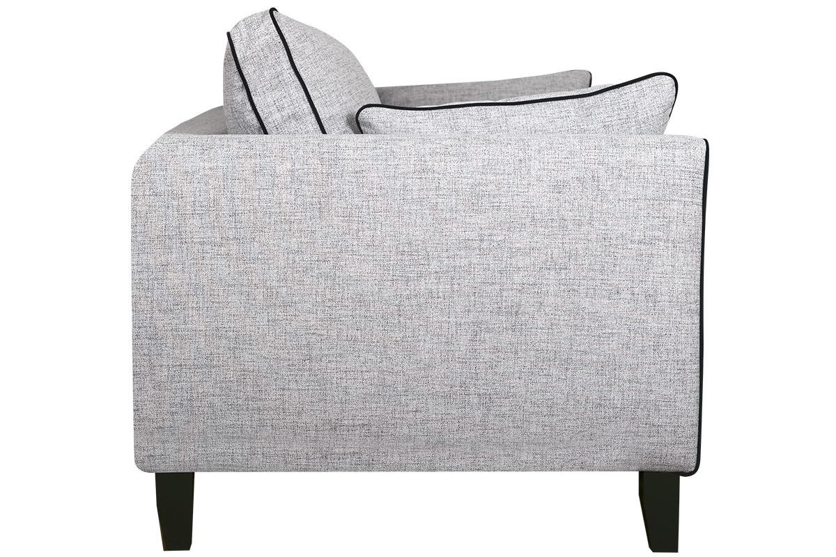 3-Sitzer Designer-Samtsofa HARRISON aus grauem und schwarzem Stoff