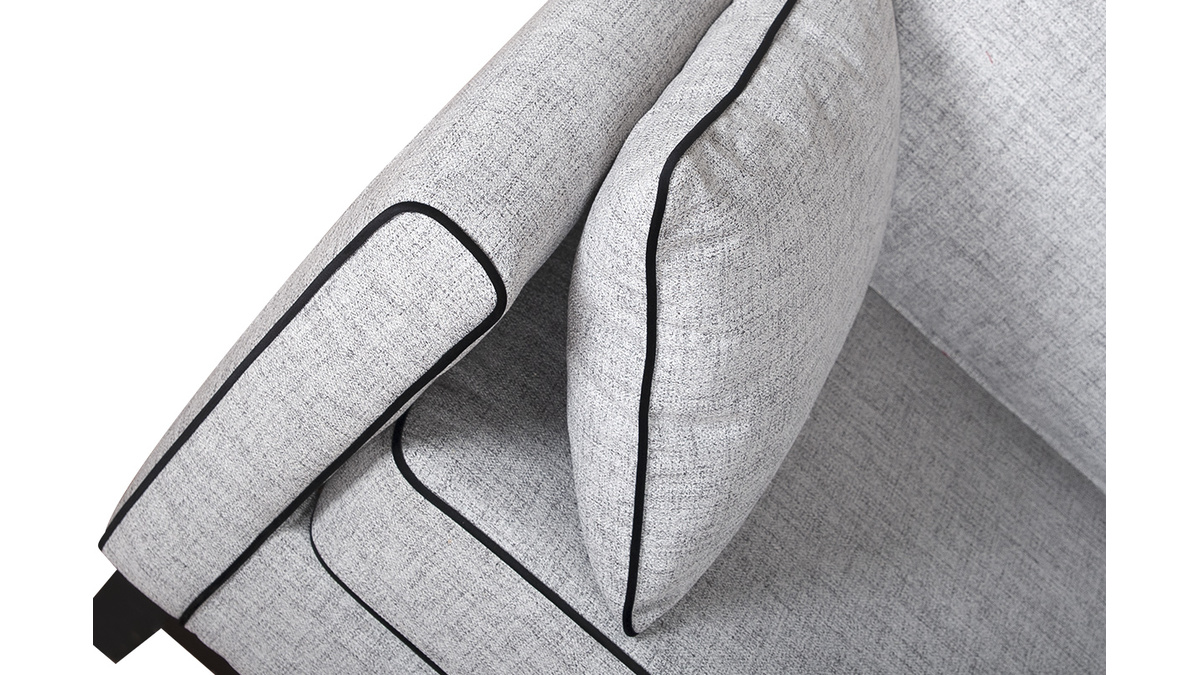 3-Sitzer Designer-Samtsofa HARRISON aus grauem und schwarzem Stoff