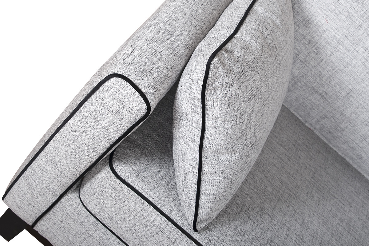 3-Sitzer Designer-Samtsofa HARRISON aus grauem und schwarzem Stoff