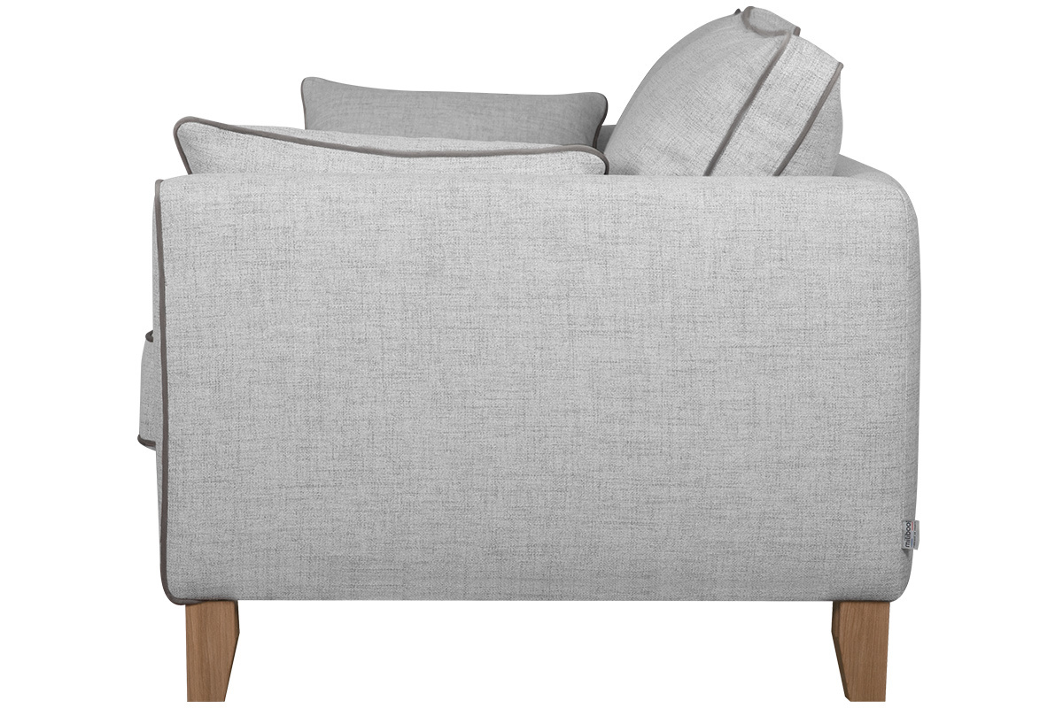 3-Sitzer-Designer-Sofa hellgrau meliert und naturfarbene Buche HARRISON