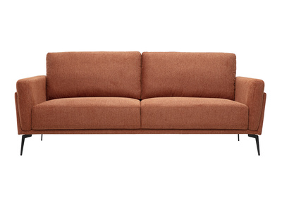 3-Sitzer-Designsofa aus stoff mit strukturiertem samtoptik-effekt, erdiger brton und schwarzem metall MOSCO