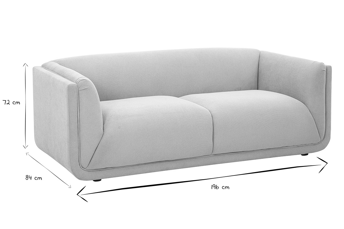 3-Sitzer Designsofa in beige Samtvelours-Effekt Stoff HOSBO