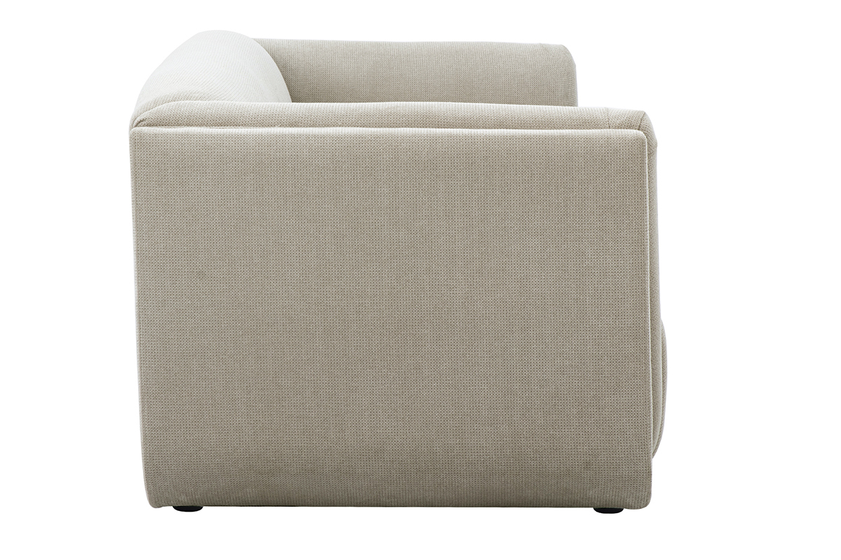 3-Sitzer Designsofa in beige Samtvelours-Effekt Stoff HOSBO