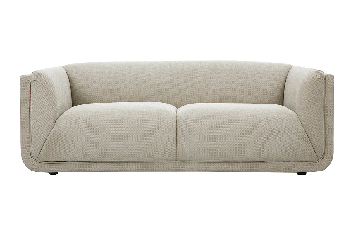 3-Sitzer Designsofa in beige Samtvelours-Effekt Stoff HOSBO