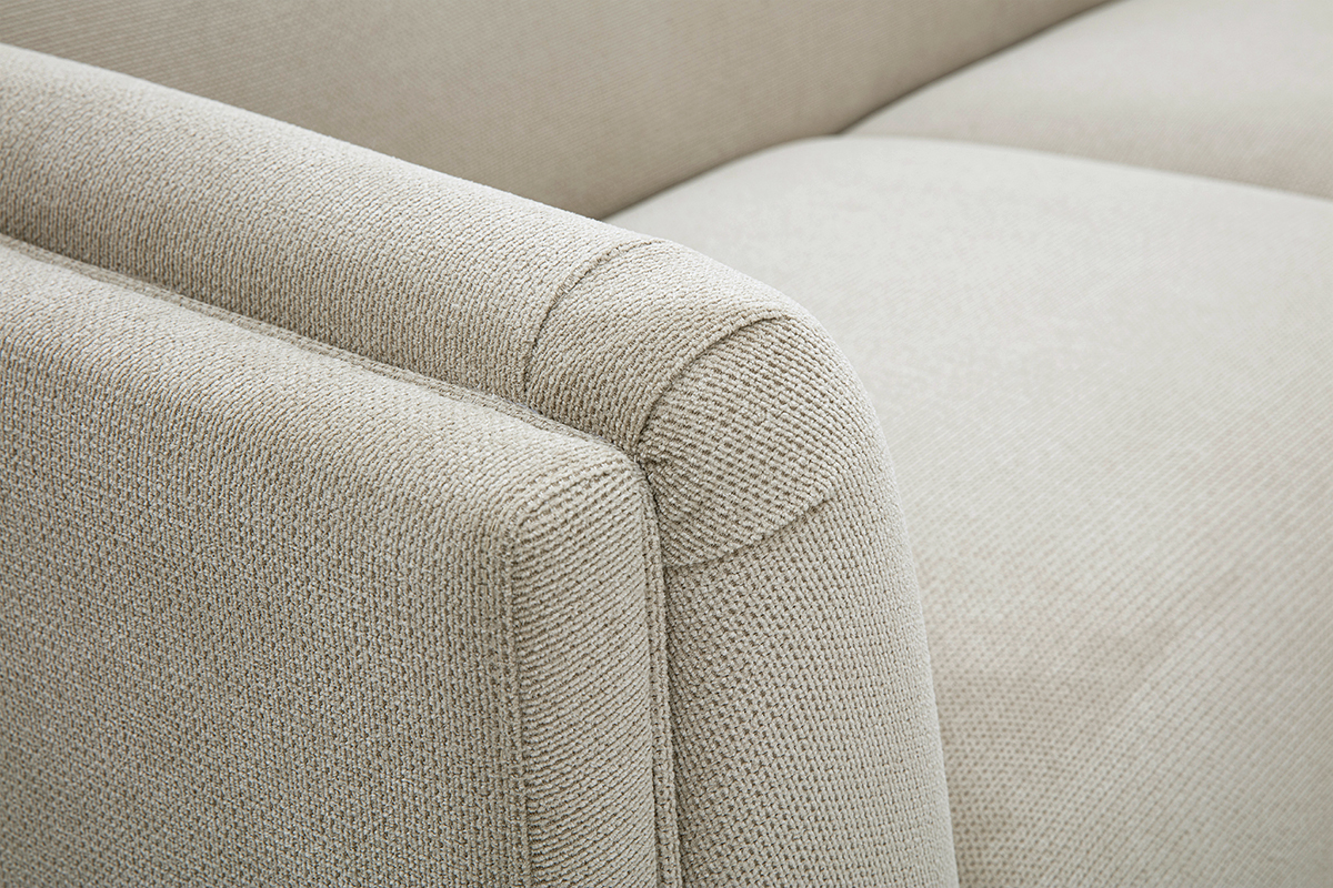 3-Sitzer Designsofa in beige Samtvelours-Effekt Stoff HOSBO