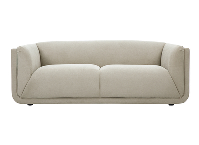 3-Sitzer Designsofa in beige Samtvelours-Effekt Stoff HOSBO
