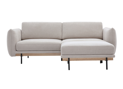 3-Sitzer Designsofa und Hocker in Beige Chenille Stoff und Schwarzem Metall TODD