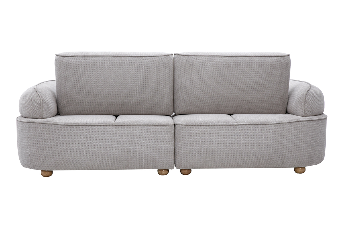 Elektrisches 3-Sitzer-Sofa in Grau aus Chenille-Stoff mit abgerundeten Armlehnen, R�ckansicht