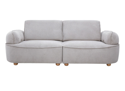 3-Sitzer-Elektrosofa aus grauem Chenille-Stoff und hellem Holz OTIS