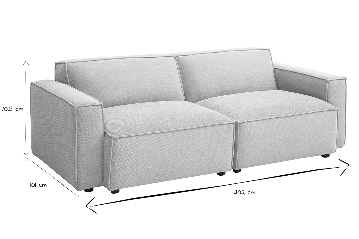 3-Sitzer Modulsofa in beige Samt-Effekt Textil SPLIT