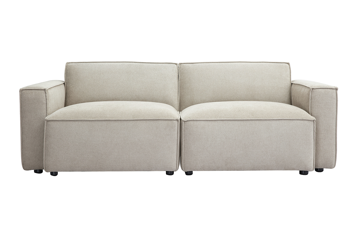 3-Sitzer Modulsofa in beige Samt-Effekt Textil SPLIT