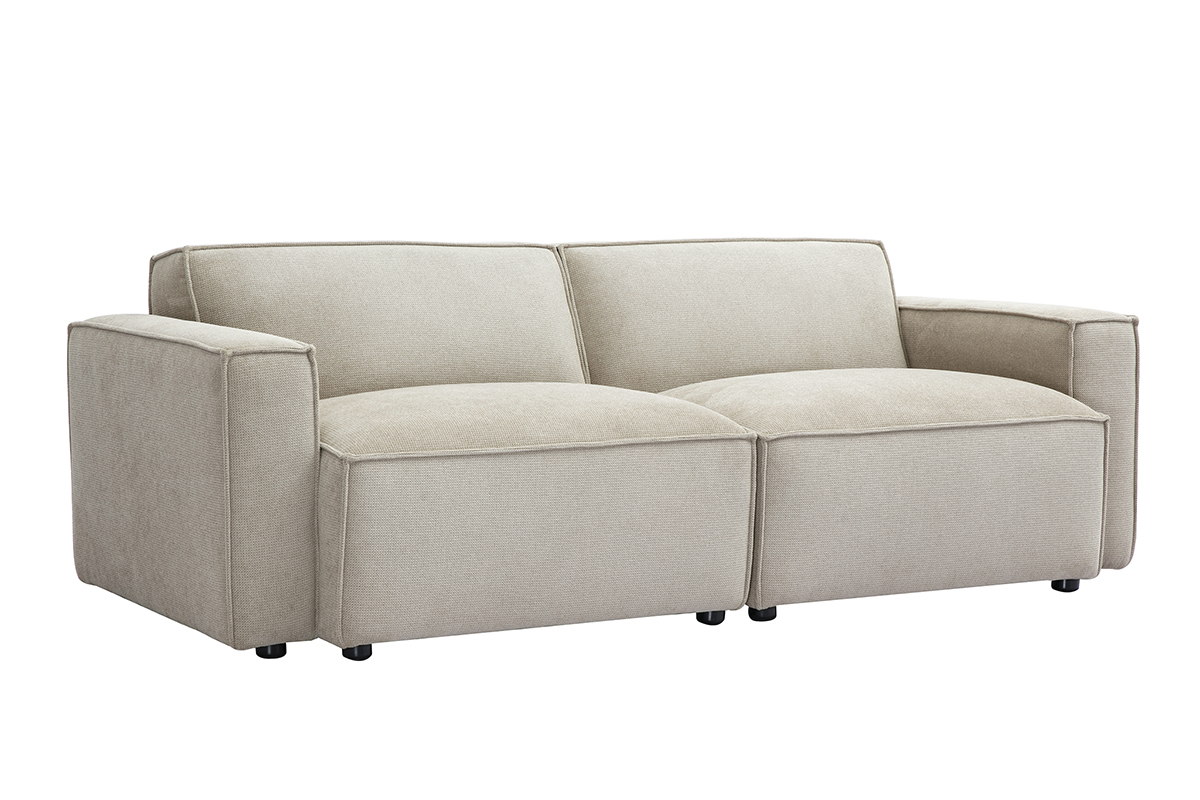3-Sitzer Modulsofa in beige Samt-Effekt Textil SPLIT