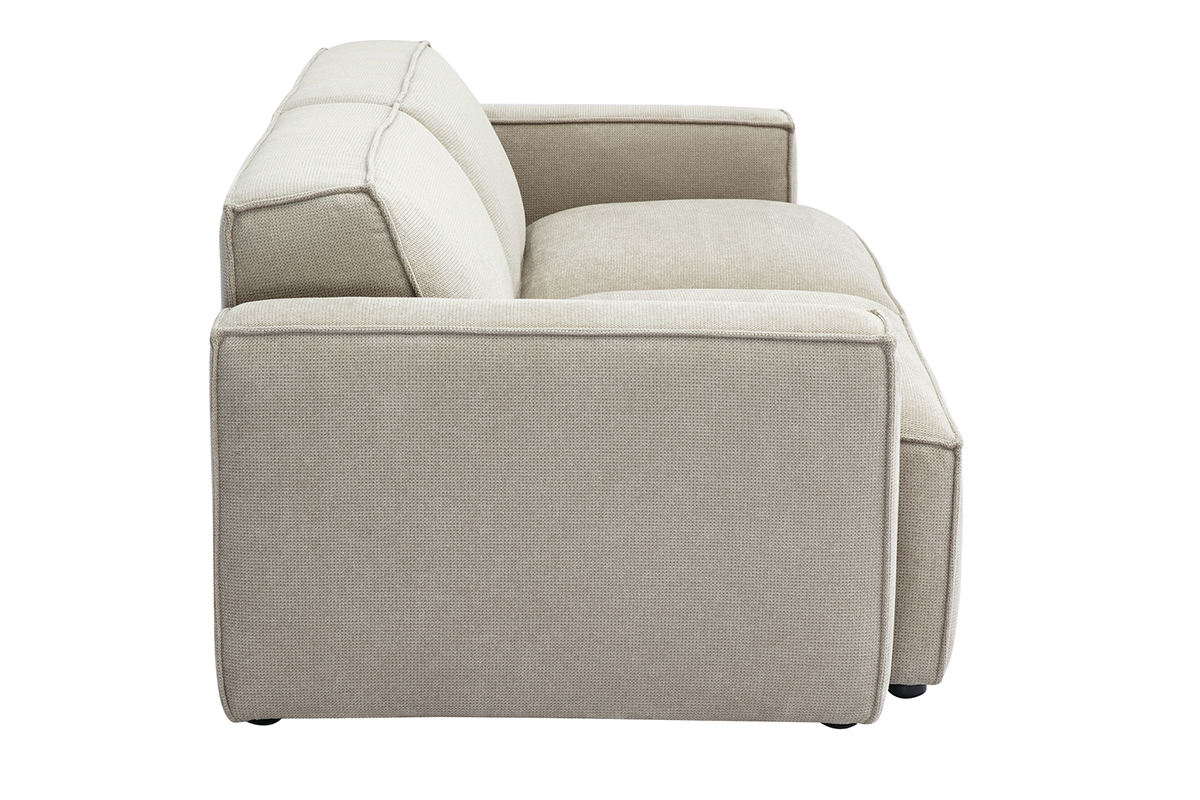 3-Sitzer Modulsofa in beige Samt-Effekt Textil SPLIT