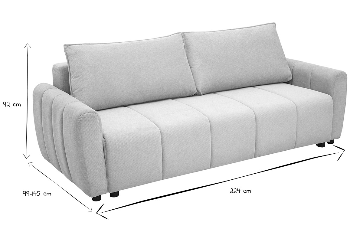 3-Sitzer-Schlafsofa aus beigem Chenille-Stoff FOLDY