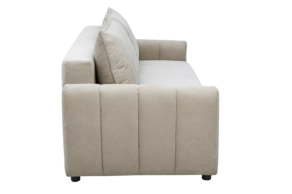 3-Sitzer-Schlafsofa aus beigem Chenille-Stoff, Seitenansicht