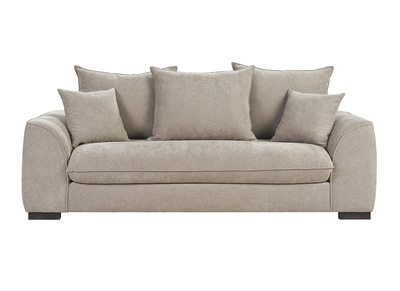 3-Sitzer Schlafsofa in taupefarbenem Samt-Effekt Stoff mit 12 cm Matratze ARMAND