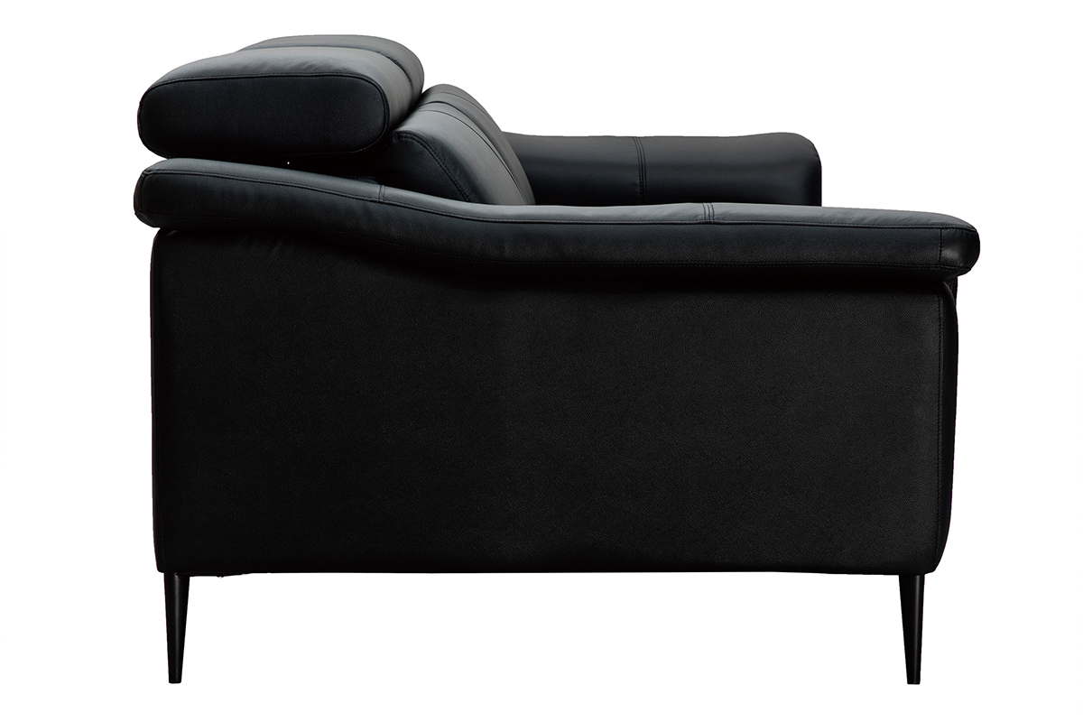 3-Sitzer schwarzes Ledersofa mit verstellbaren Kopfsttzen ROMEO - Bffelleder