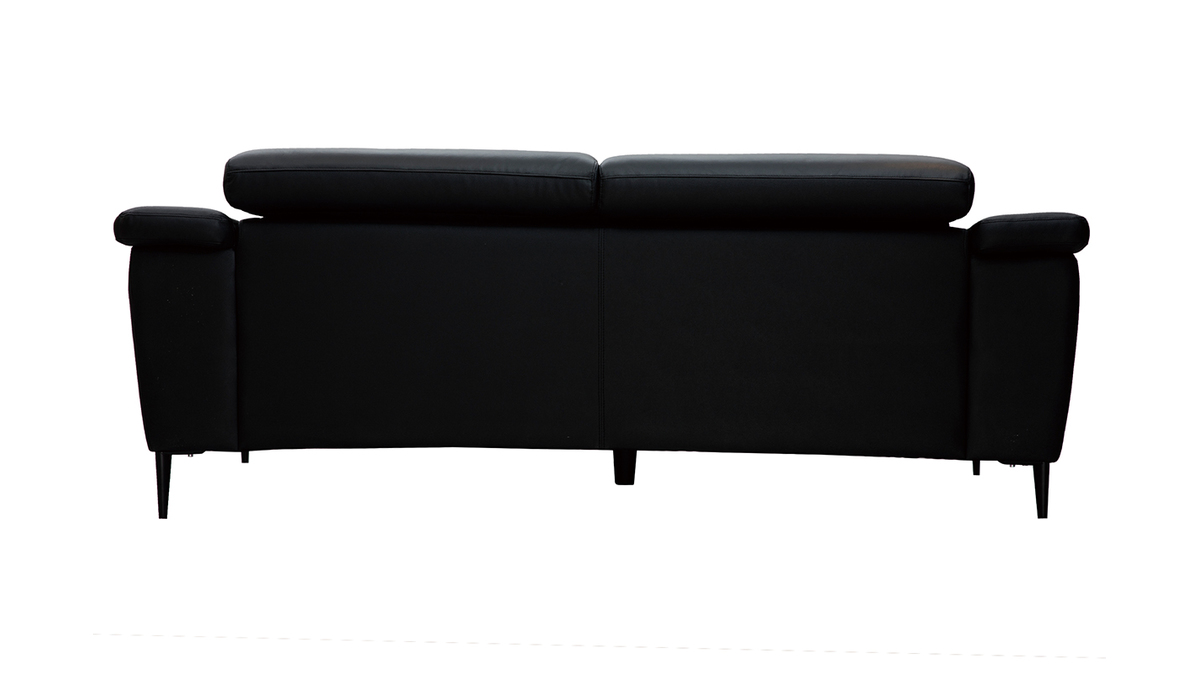 3-Sitzer schwarzes Ledersofa mit verstellbaren Kopfsttzen ROMEO - Bffelleder