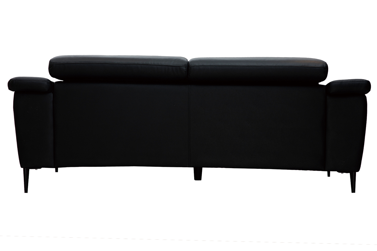 3-Sitzer schwarzes Ledersofa mit verstellbaren Kopfsttzen ROMEO - Bffelleder